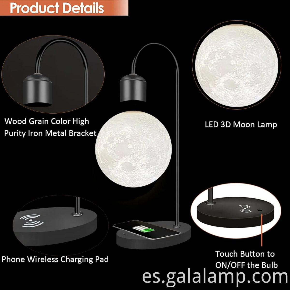 Moon Lamp with Magnetic Levitation and Wireless Charging